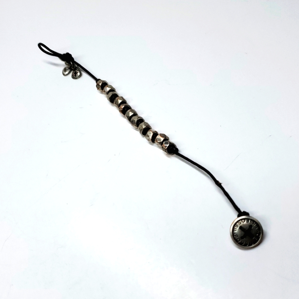 Fossil Brown Leather Cord and Silver Toned Beaded Bracelet - Picture 6 of 8